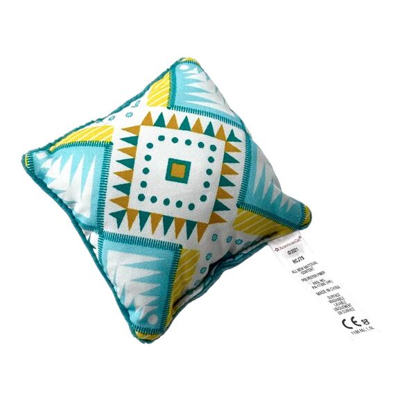 American Girl THROW PILLOW Reversible Green 4" Square Community Center Accessory - Picture 2 of 5